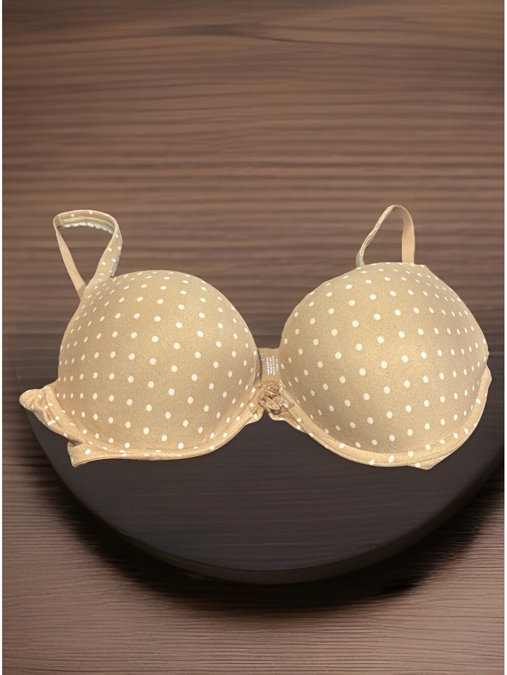 Victoria’s Secret Push Up Tan Polka Dot Bra Size 34D